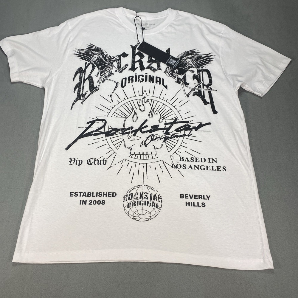 Rockstar XXL Mens White Graphic Tee Shirt NWT RockStar Oringinal